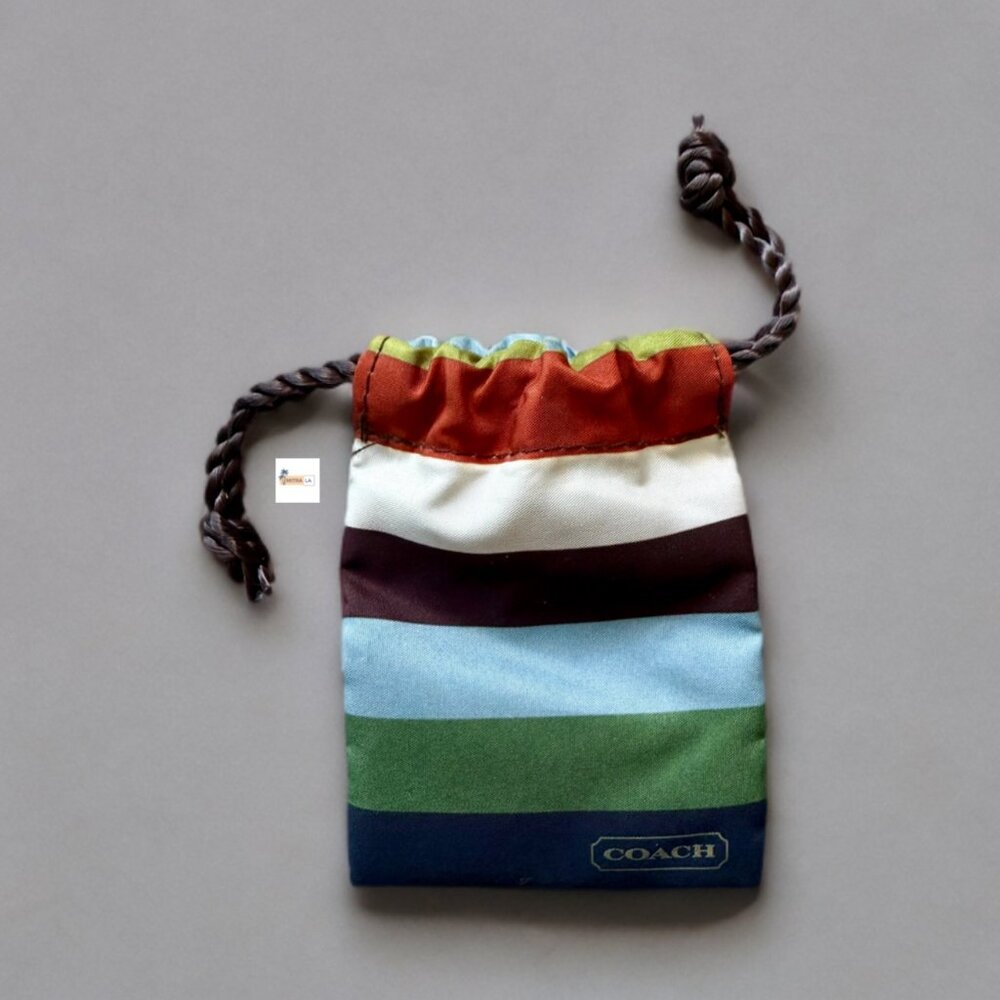 Coach Small Accessory Legacy Striped Drawstring Dust Bag 3.5" x 2.5"